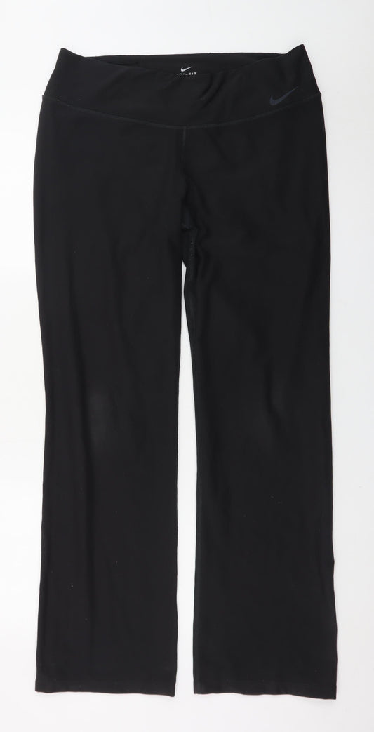 Nike Women's Black Dri-FIT XL Straight Leg Sports Trousers