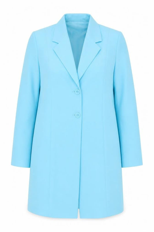 Sasha Women Blue Long Single-Breasted Blazer Coat Size 14