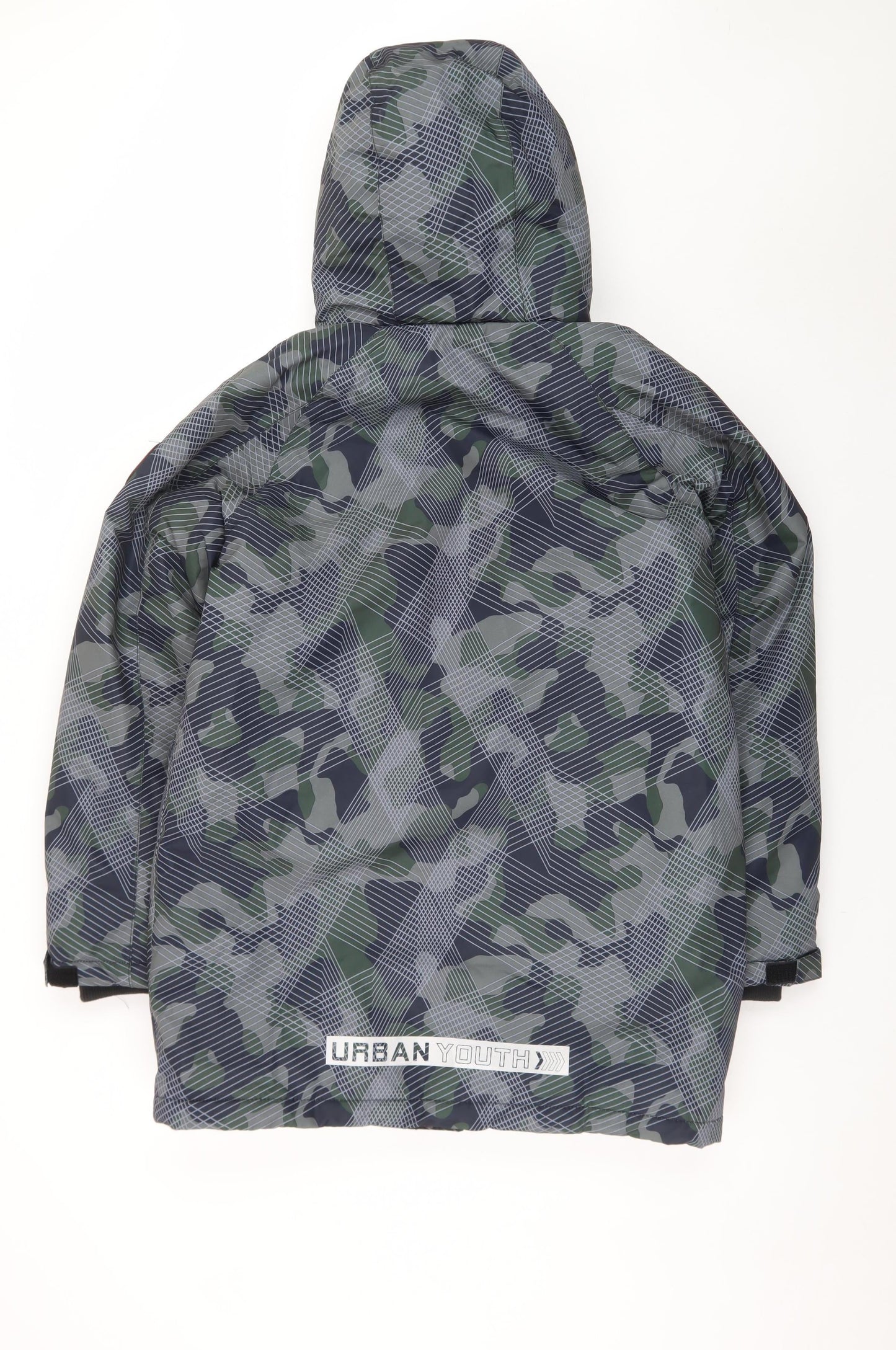F&F Boys Green Camouflage Urban Youth Hooded Puffer Jacket 13-14 Years