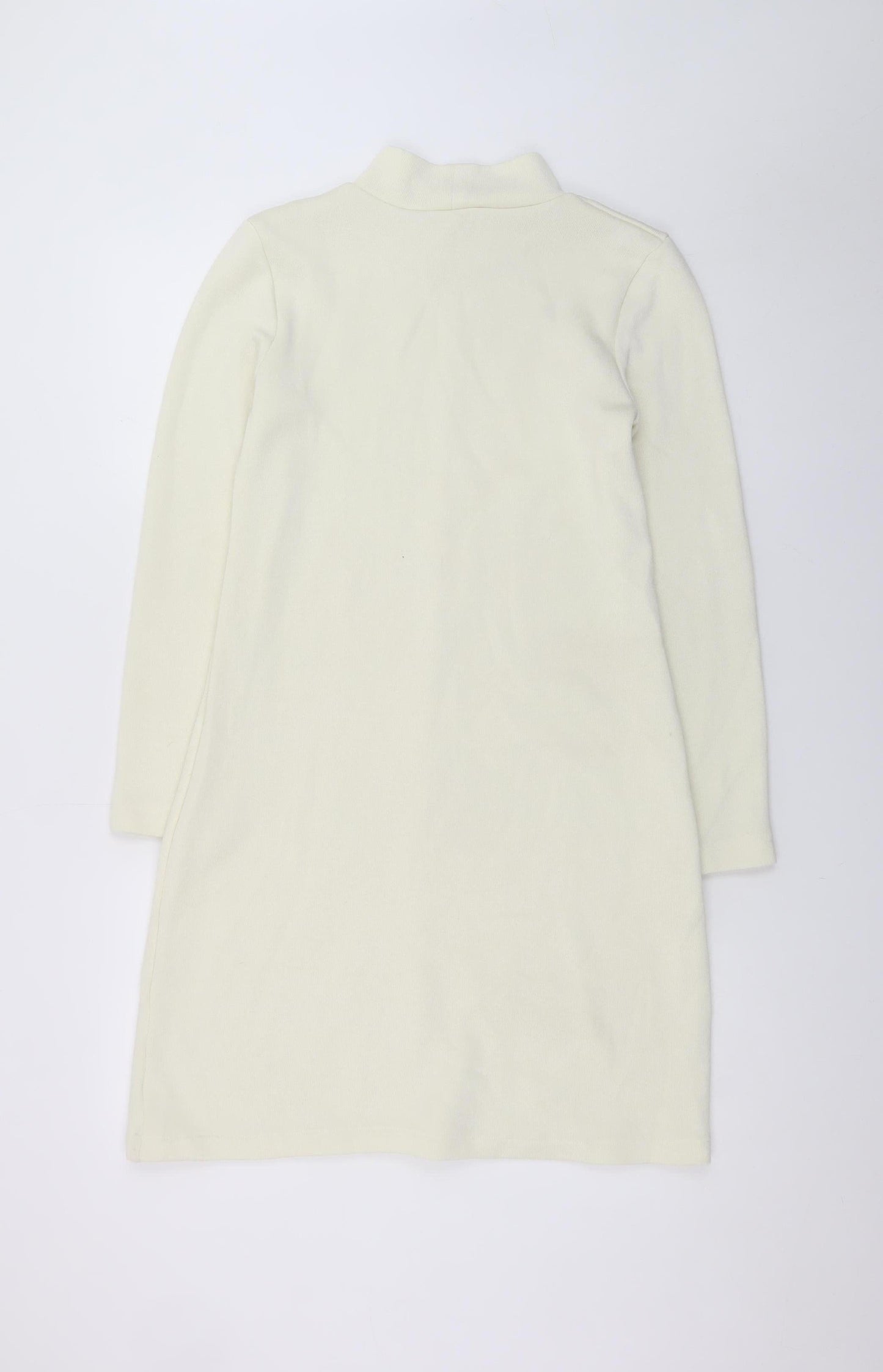 Zara Women Ivory Knit Mock Neck Shift Dress Size S