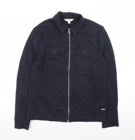 Marks and Spencer Autograph Men's Blue Full Zip Cotton Jumper S