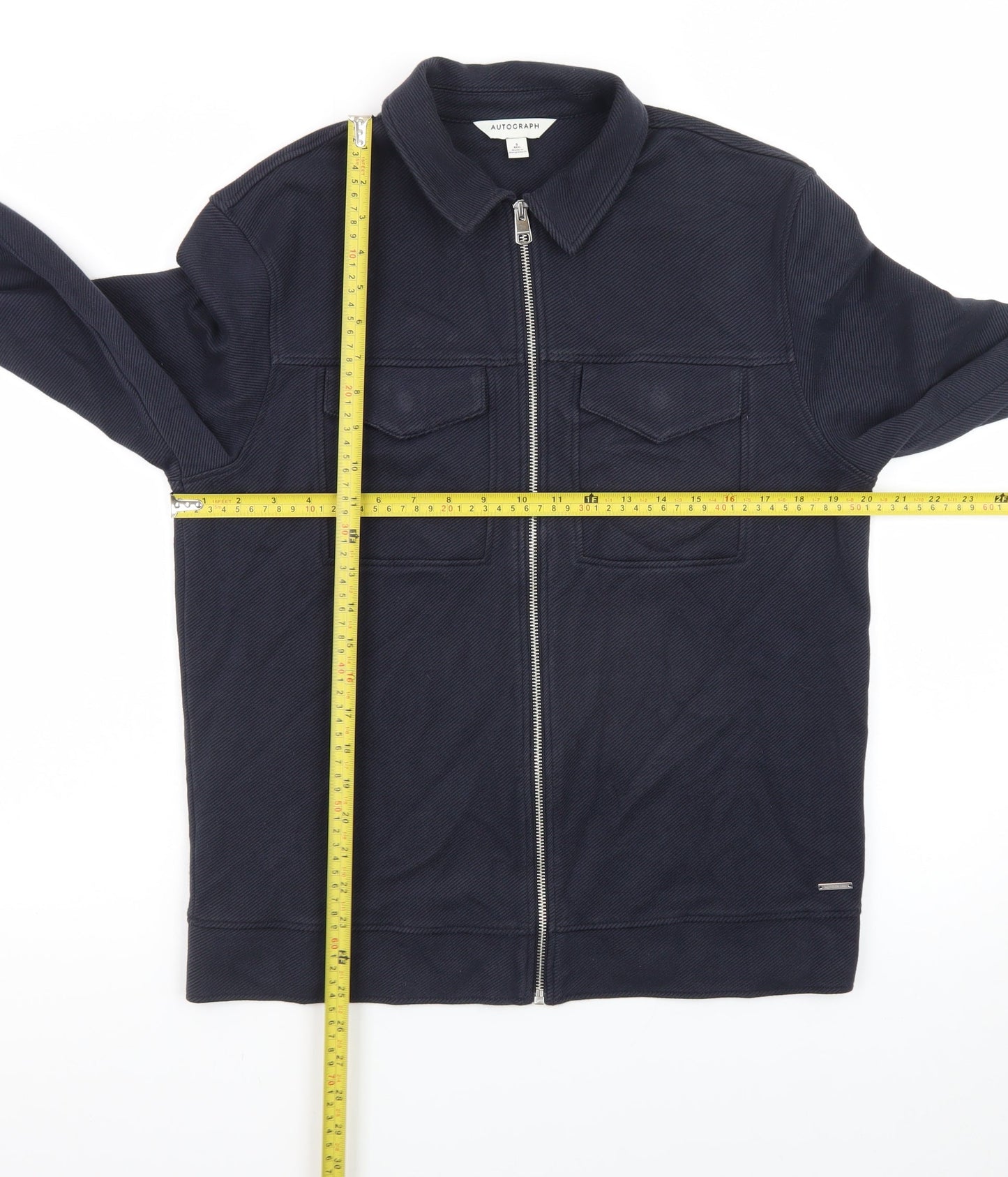 Marks and Spencer Autograph Men's Blue Full Zip Cotton Jumper S