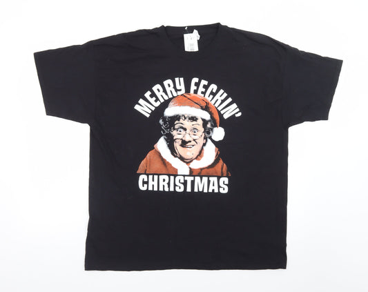 Fruit of the Loom Men's Black XL Christmas Funny Graphic T-Shirt