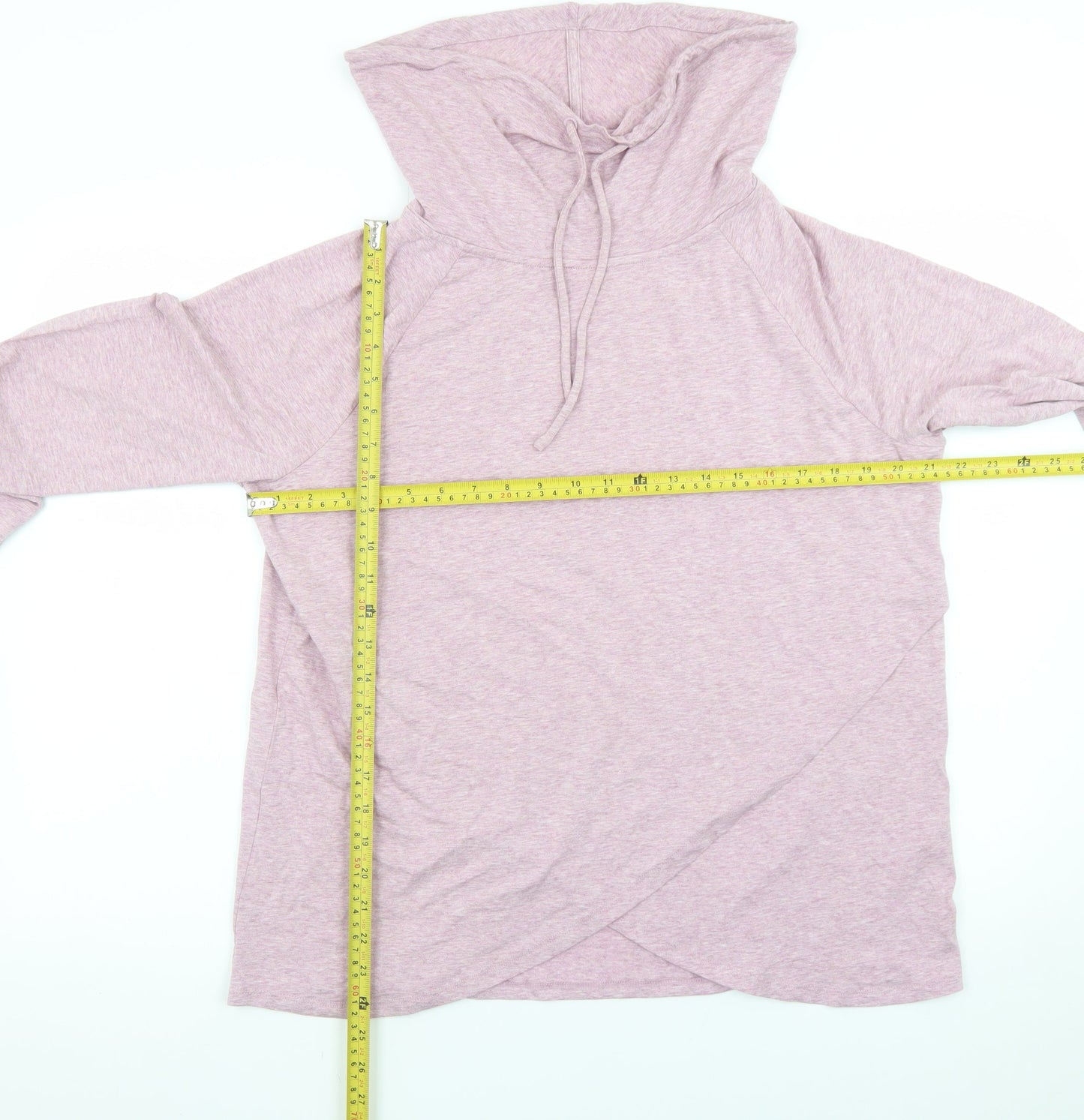 AnyBody Women Pink Long Sleeve Pullover Hoodie L Lightweight Cotton Blend