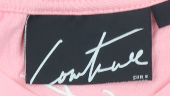 The Couture Club Women's Pink Cotton Blend Logo T-Shirt Size 10