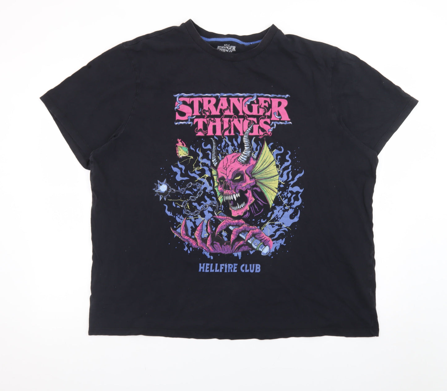 Stranger Things Men’s Black 2XL Hellfire Club Graphic T-Shirt
