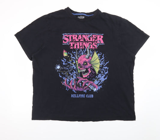 Stranger Things Men’s Black 2XL Hellfire Club Graphic T-Shirt