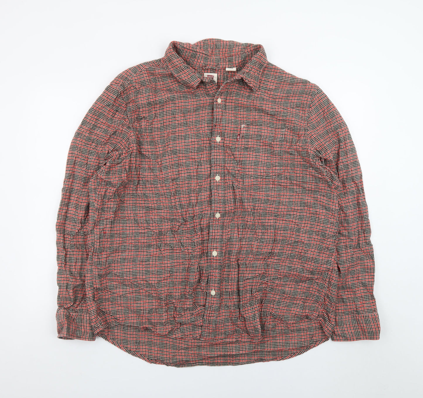 Levi's Men Red Check Flannel Button-Up Shirt 2XL Classic Fit