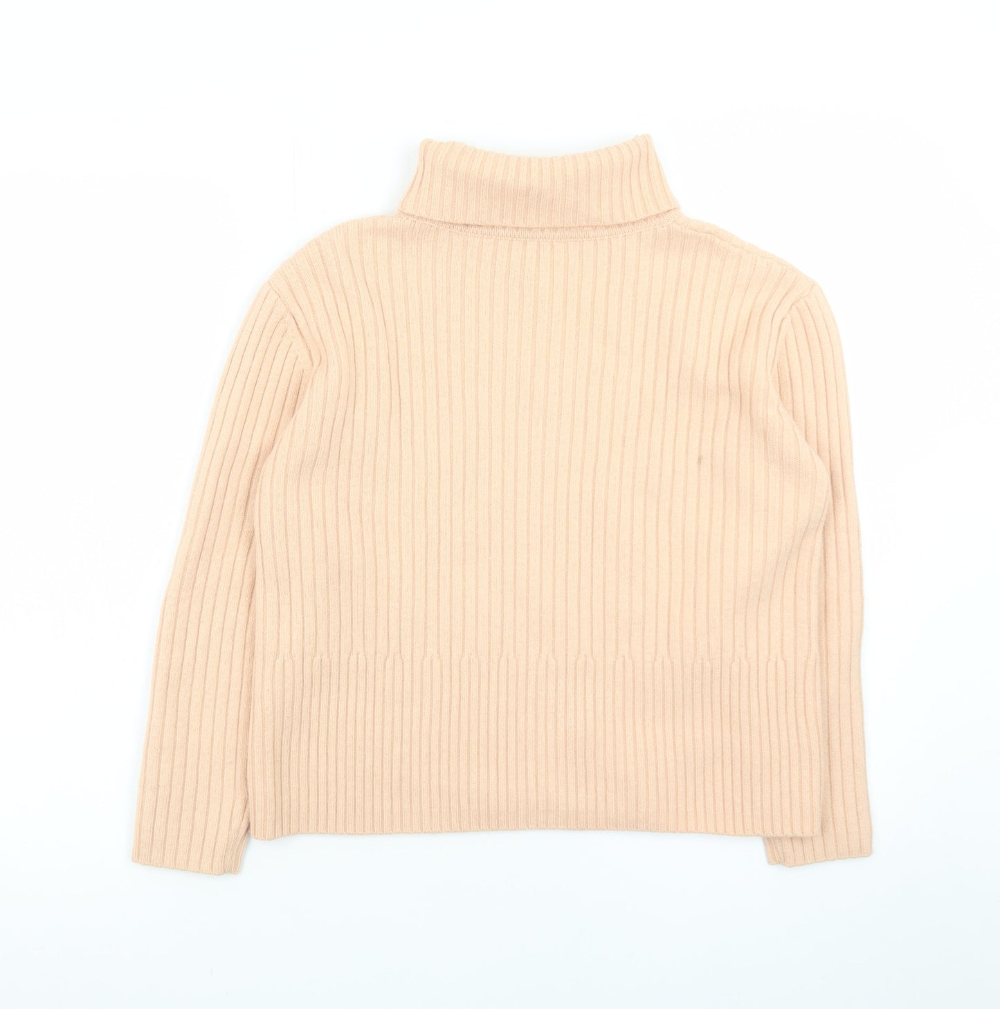 Olsen Women’s Beige Roll Neck Cable-Knit Merino Wool Jumper Size 16