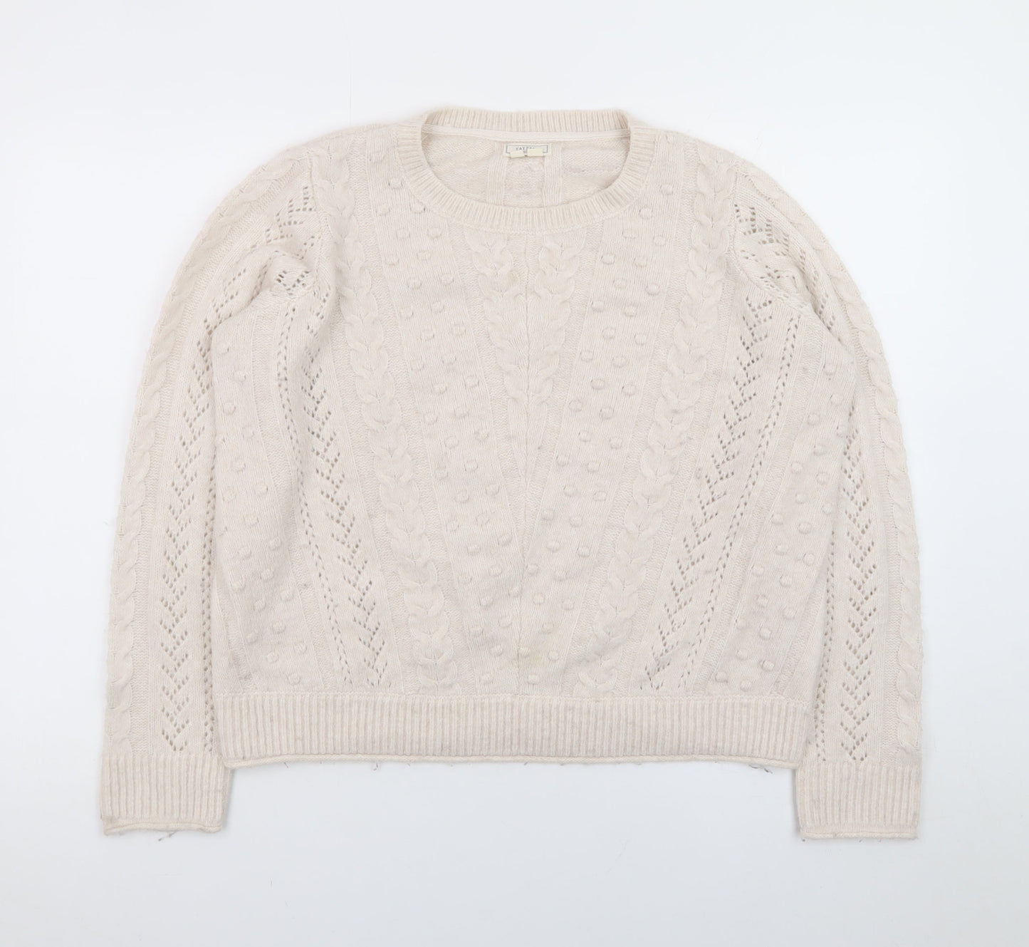 Fat Face Women Beige Cable Knit Pullover Jumper UK 12