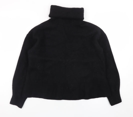 H&M Womens Black Roll Neck Wool Cashmere Blend Jumper Size L