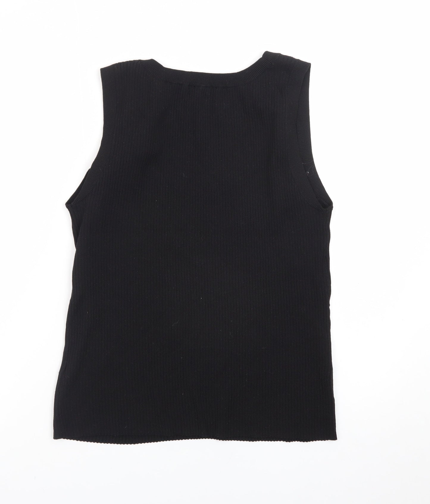 H&M Women's Black Ribbed Tank Top XL Knit Sleeveless Basic