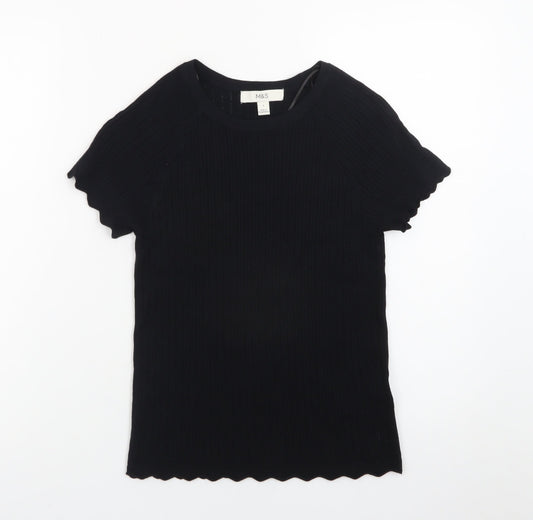 Marks and Spencer Women's Black Short Sleeve Knit T-Shirt Size S