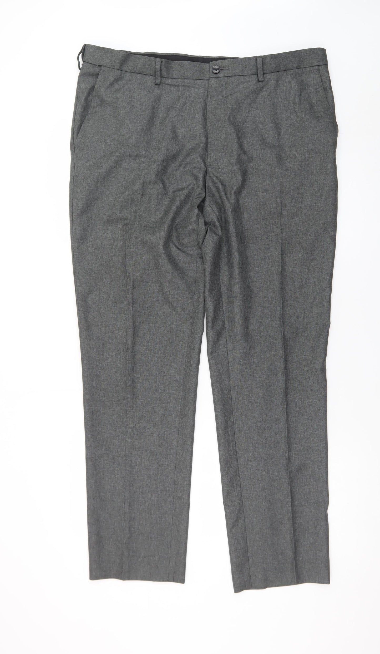 Marks and Spencer Men’s Grey 38W 31L Regular Fit Dress Trousers