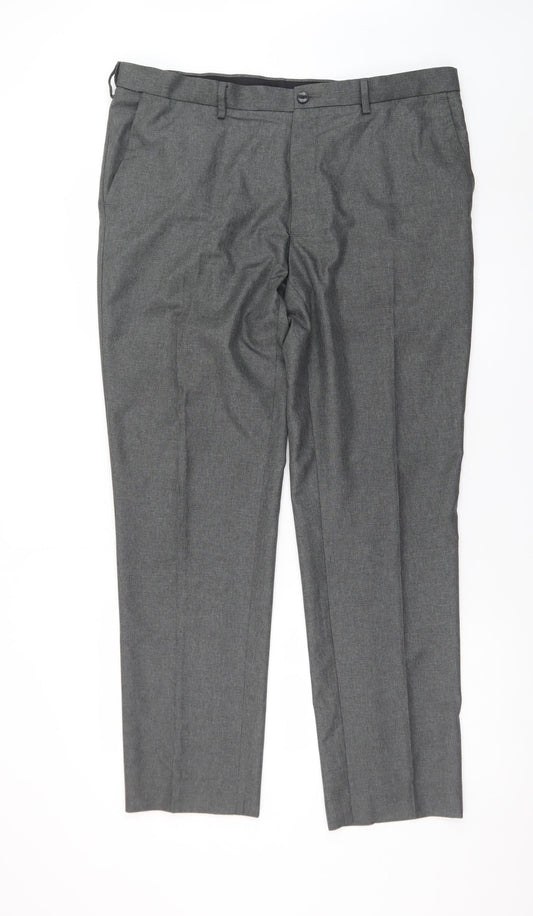 Marks and Spencer Men’s Grey 38W 31L Regular Fit Dress Trousers