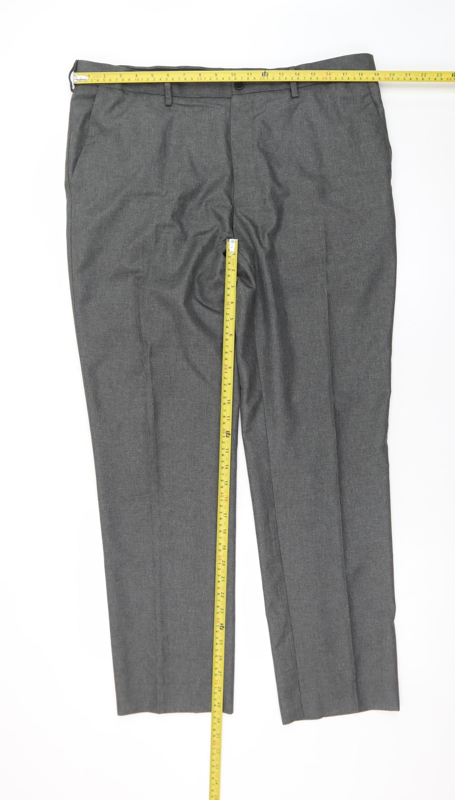 Marks and Spencer Men’s Grey 38W 31L Regular Fit Dress Trousers