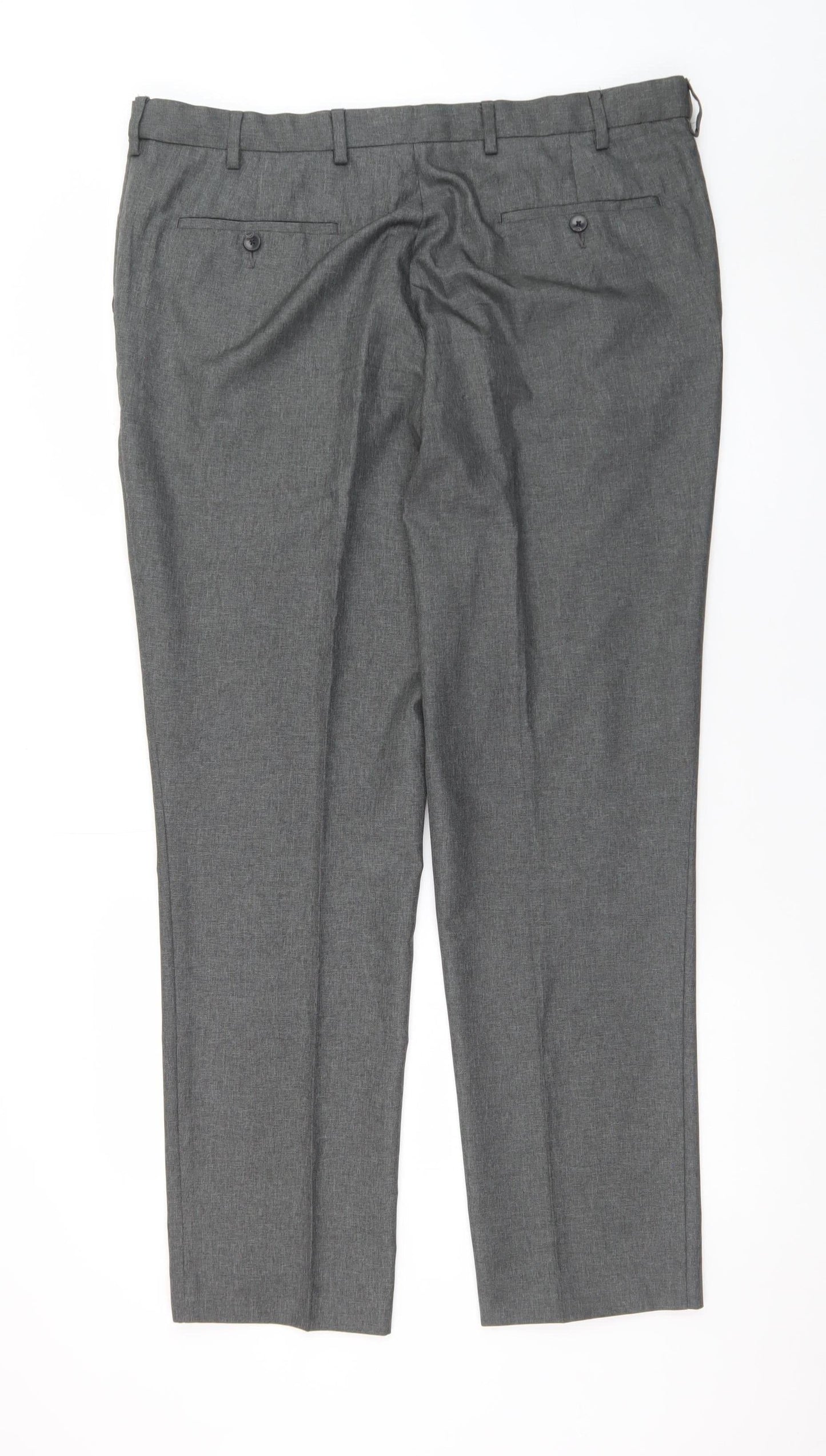 Marks and Spencer Men’s Grey 38W 31L Regular Fit Dress Trousers