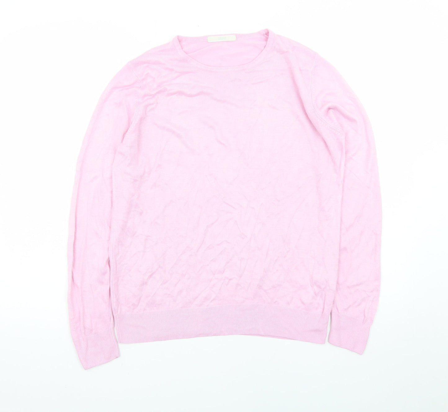 Marks and Spencer Women Pink Size 14 Acrylic Crew Neck Jumper