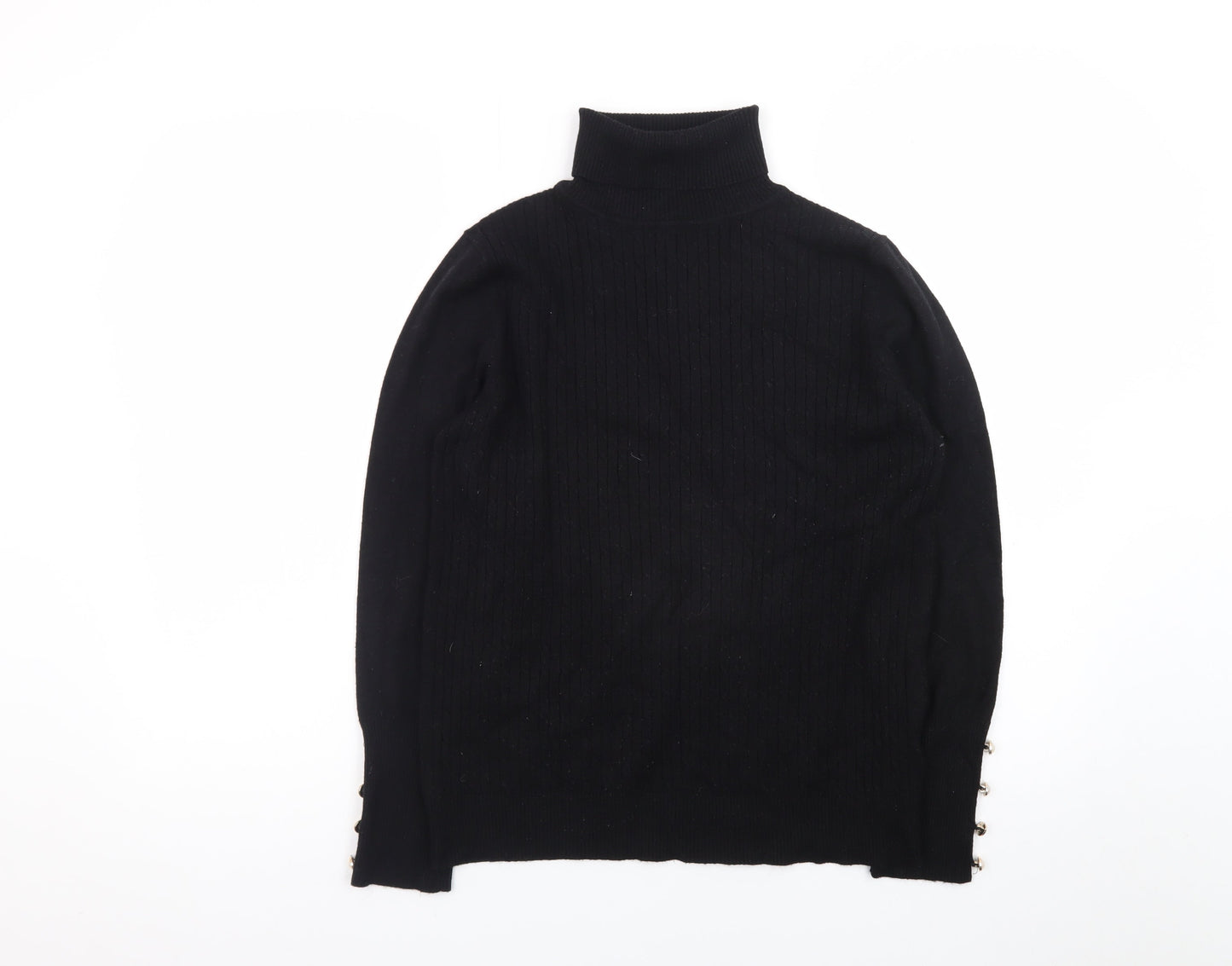 Quiz Womens Black Roll Neck Long Sleeve Pullover Jumper Size L