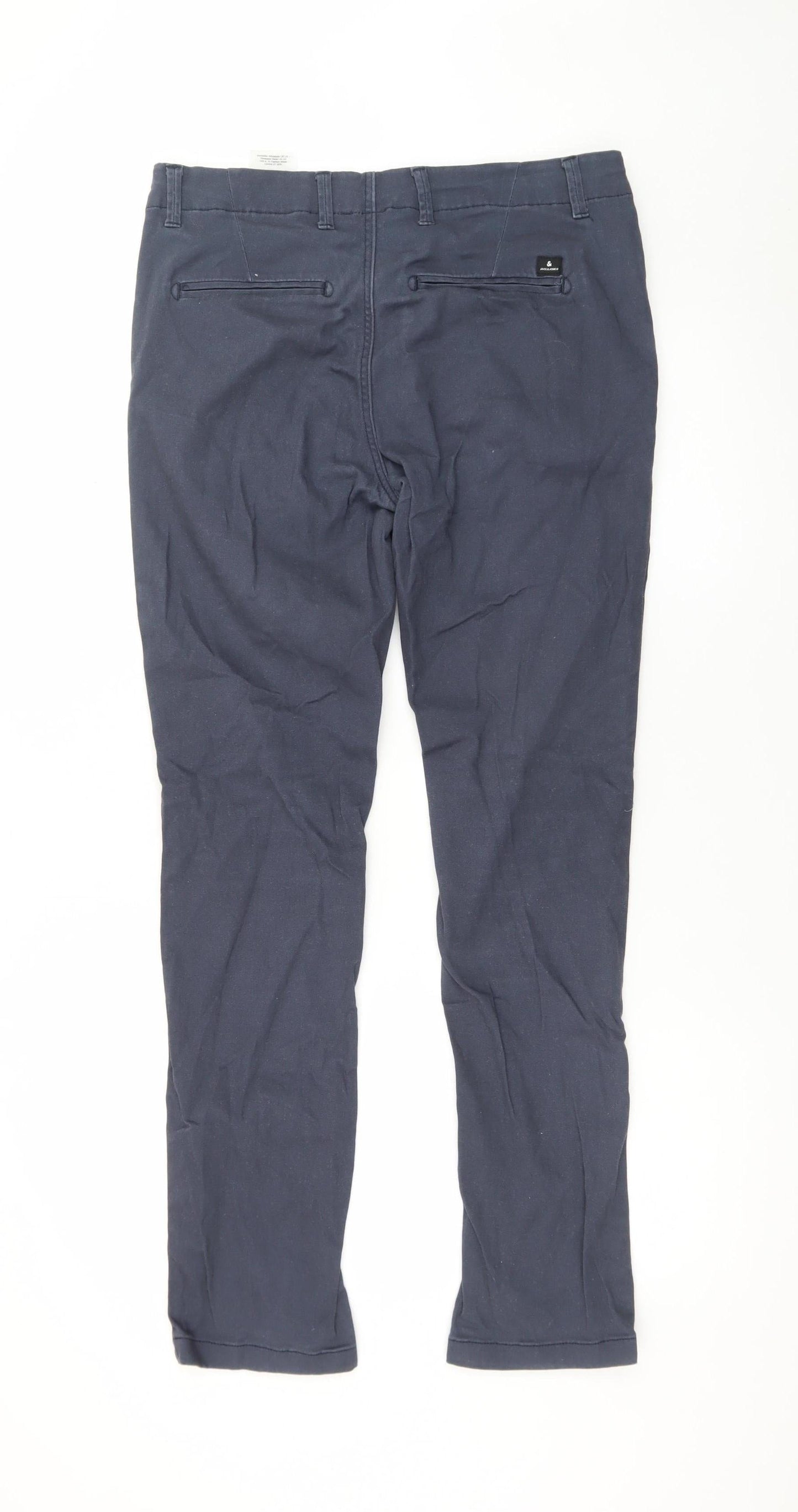 Jack & Jones Men's Blue Slim Fit Chino Trousers Size 30x32