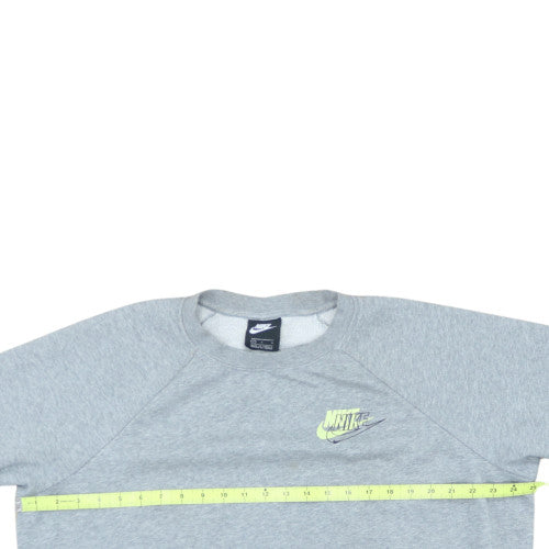 Nike Womens Grey Crew Neck Pullover Sweatshirt Size L Logo Print