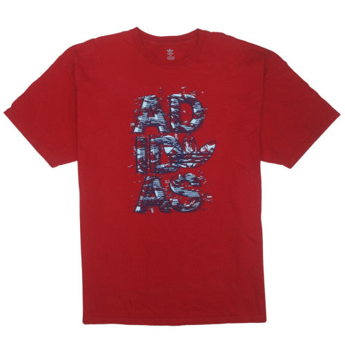 Adidas Mens Red 2XL Graphic Cotton Crew Neck T-Shirt
