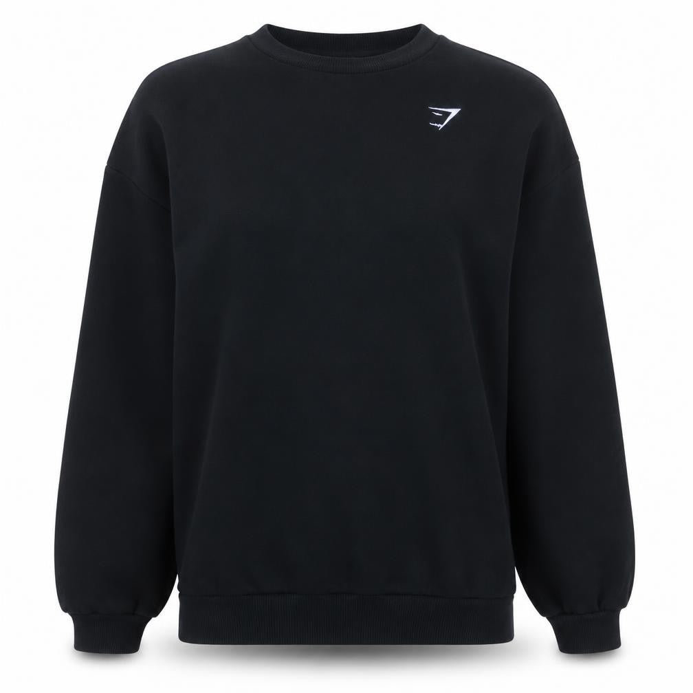 Gymshark Women's Black XL Crew Neck Pullover Sweatshirt Cotton Blend