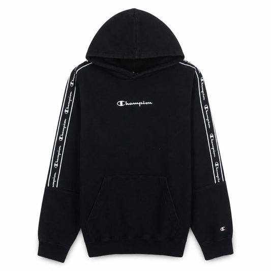 Champion Men's Black Medium Pullover Hoodie Logo Tape Sleeve