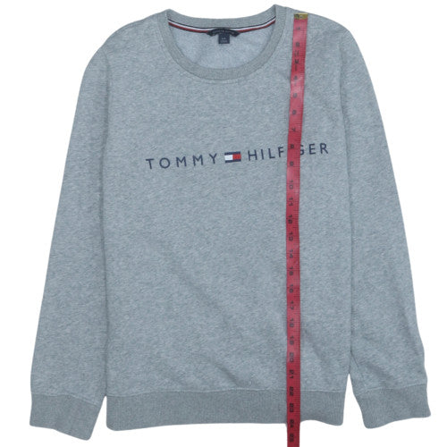 Tommy Hilfiger Women Grey Logo Crew Neck Sweatshirt L
