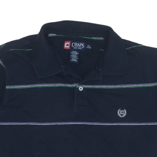 Chaps Men's Black Striped Polo Shirt XL Cotton Classic Fit