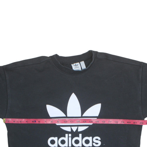 Adidas Womens Black Crew Neck Logo Sweatshirt UK 12