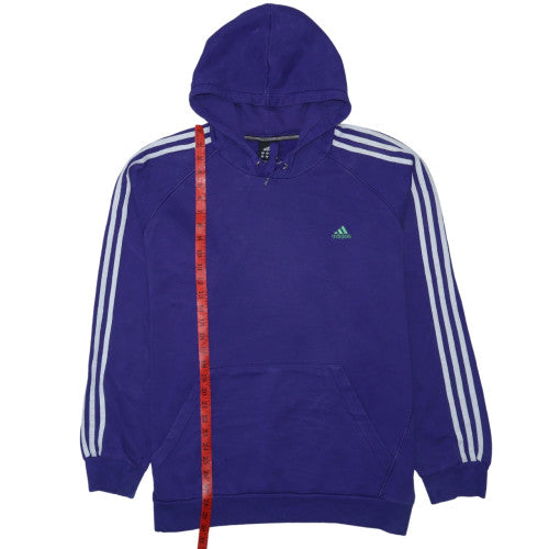 Adidas Mens Blue 2XL Pullover Hoodie with Logo and Stripes