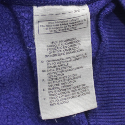 Adidas Mens Blue 2XL Pullover Hoodie with Logo and Stripes