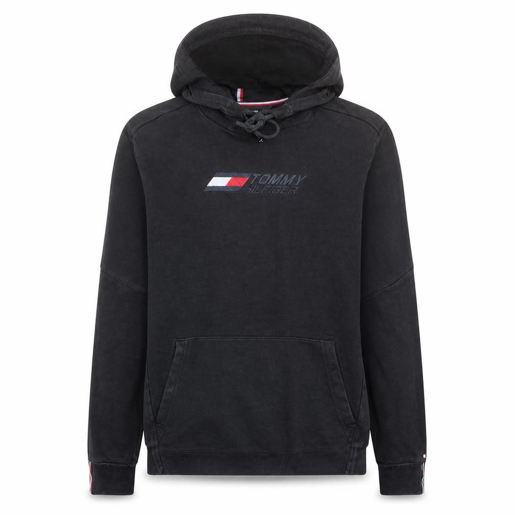 Tommy Hilfiger Men's Black Pullover Hoodie L Classic Logo Sweatshirt