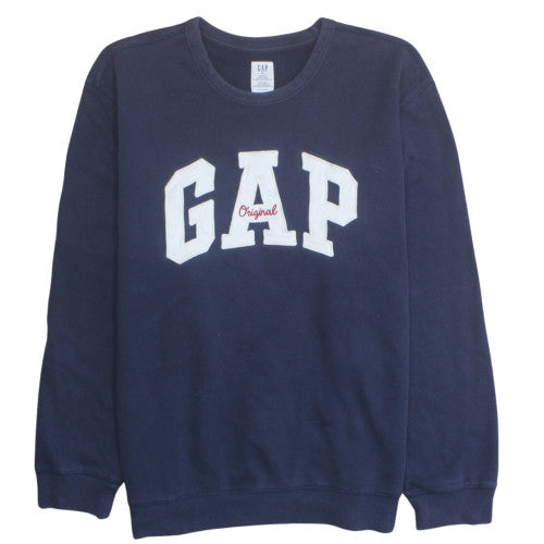 GAP Men's Navy Blue Crew Neck Logo Sweatshirt XXL Cotton Blend