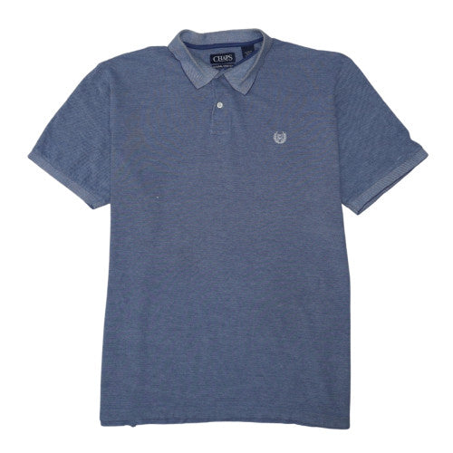 Chaps Men's Blue Short Sleeve Classic Fit Cotton Polo Shirt Size L