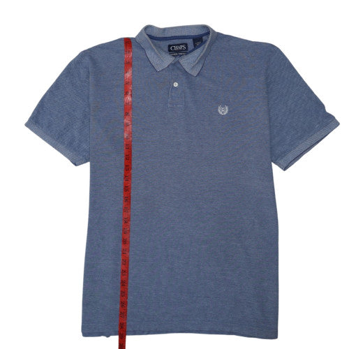 Chaps Men's Blue Short Sleeve Classic Fit Cotton Polo Shirt Size L