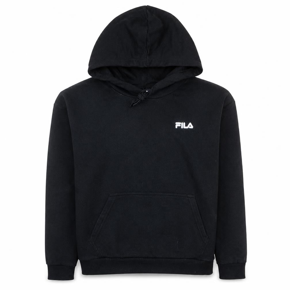 Fila Women’s Black Pullover Hoodie Small Cotton Blend Logo Hooded Sweatshirt