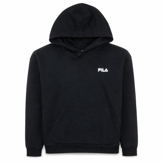 Fila Women’s Black Pullover Hoodie Small Cotton Blend Logo Hooded Sweatshirt