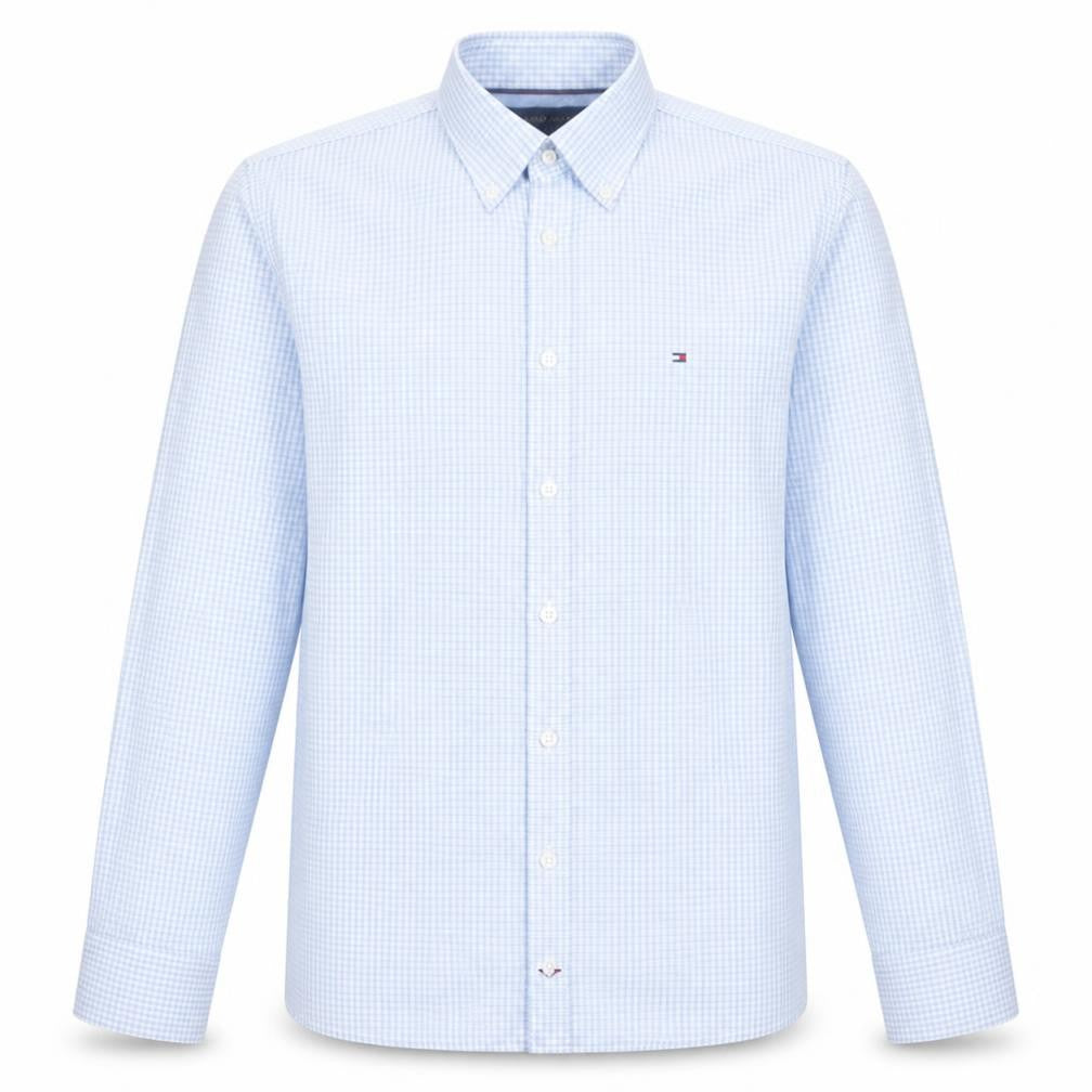 Tommy Hilfiger Men Blue Check Button-Down Long Sleeve Shirt M