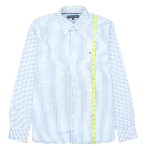 Tommy Hilfiger Men Blue Check Button-Down Long Sleeve Shirt M