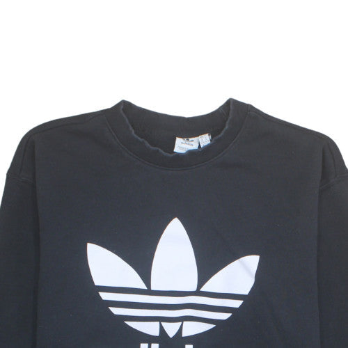 Adidas Women Black 3XL Crew Neck Sweatshirt with Logo Print