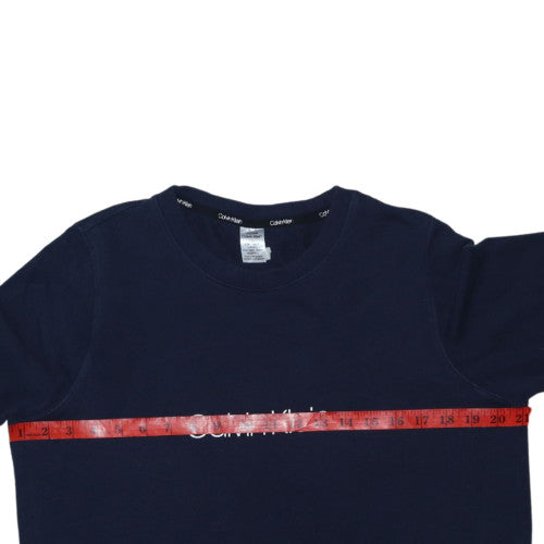 Calvin Klein Women’s Navy Blue Logo Crew Neck Pullover Sweatshirt L