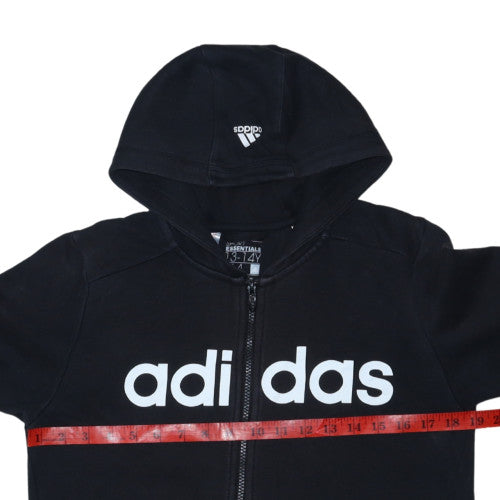 adidas Boys Black Full Zip Hoodie 13-14 Years Fleece Sportswear