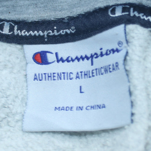 Champion Men's Grey Pullover Hoodie L Logo Fleece Sportswear