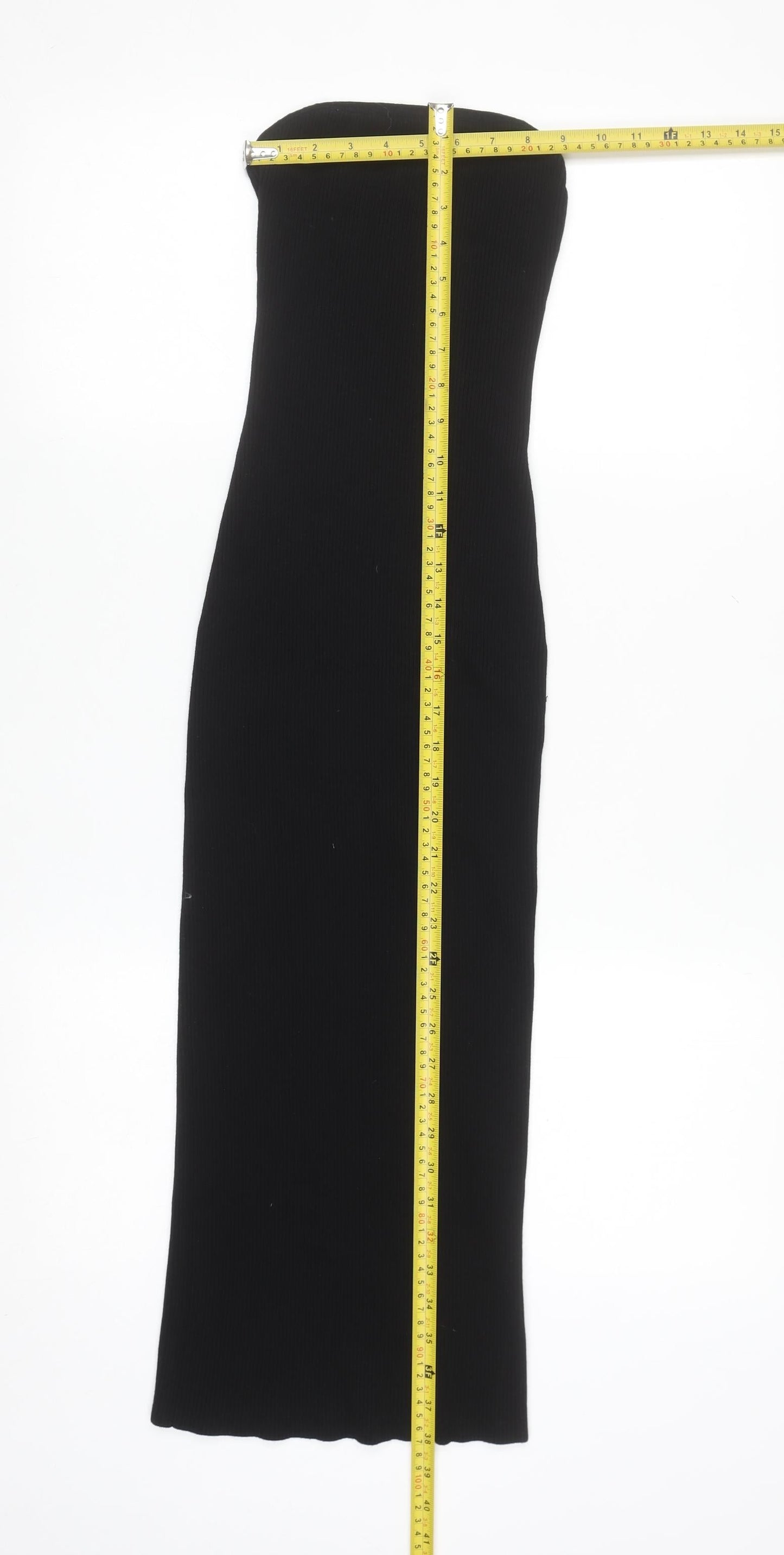 H&M Women’s Black Strapless Bodycon Midi Dress Size 8