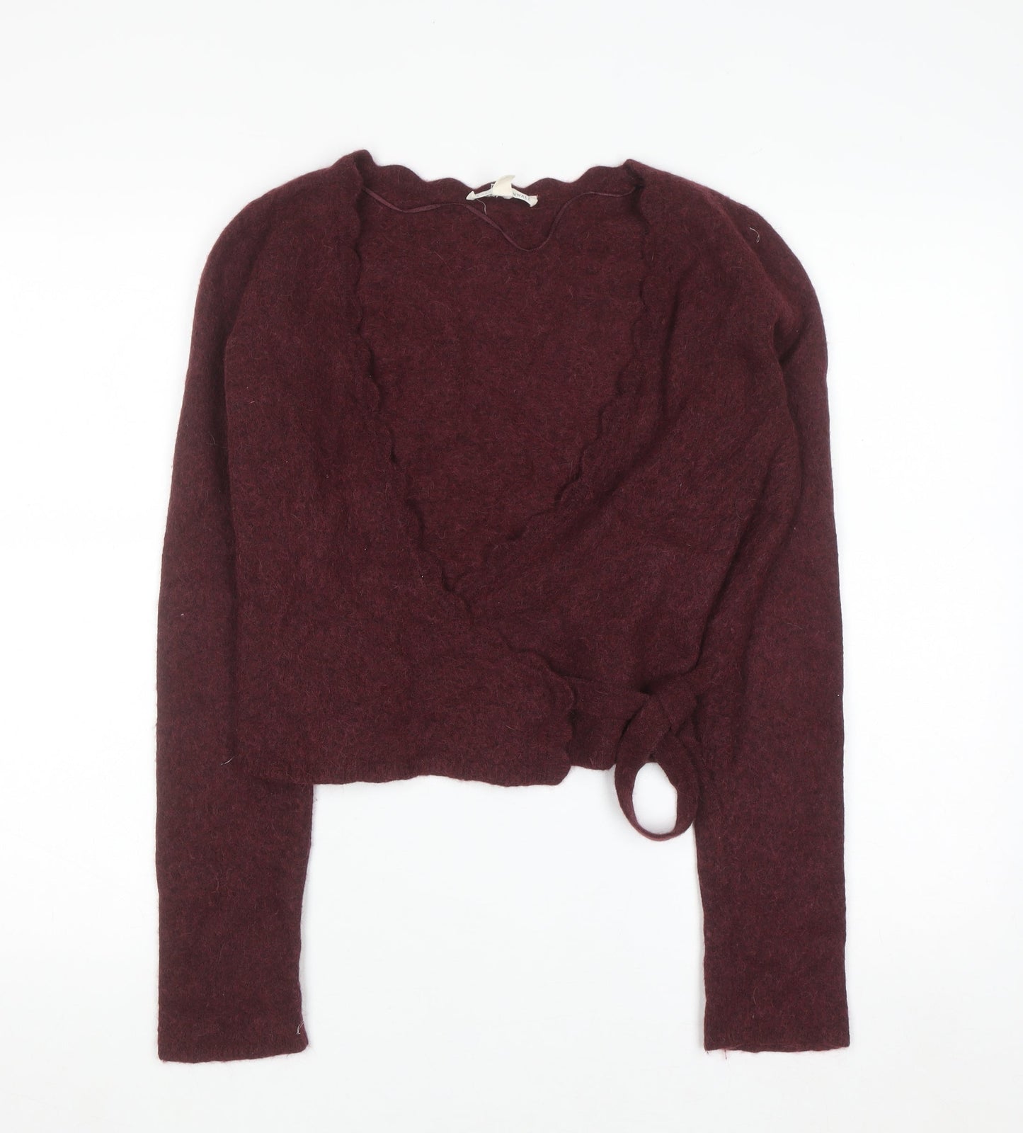 Seasalt Cornwall Womens Red Alpaca Wool Blend Wrap Jumper Size 12