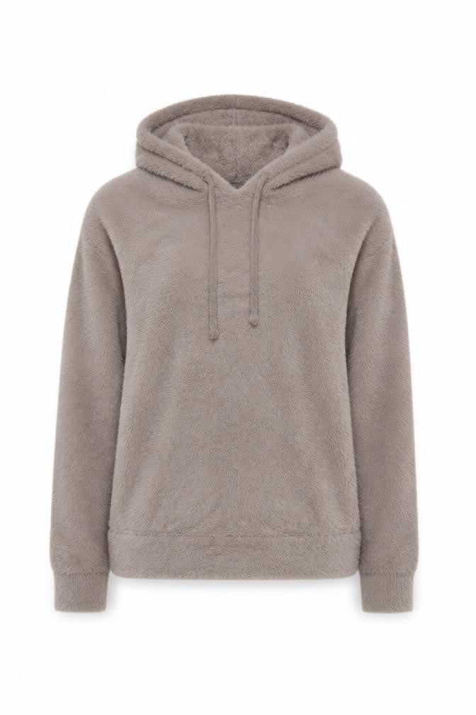 Marks & Spencer Womens Beige Fuzzy Pullover Hoodie Size S
