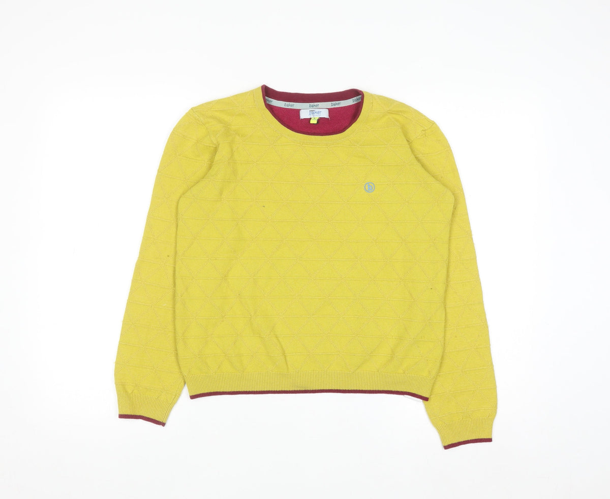 Baker by Ted Baker Girls Yellow Knit Crew Neck Pullover Sweatshirt 12-13 Years