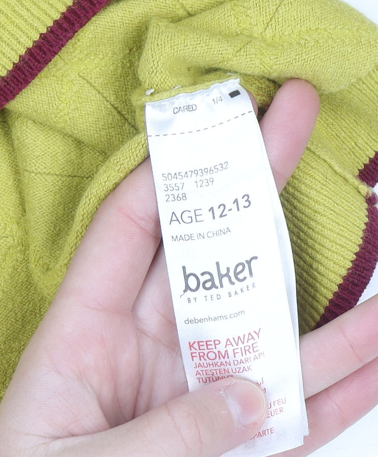 Baker by Ted Baker Girls Yellow Knit Crew Neck Pullover Sweatshirt 12-13 Years